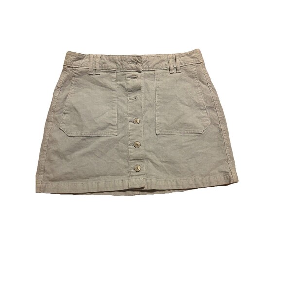 American Eagle Blue Corduroy Button-Front Mini Skirt Size 8 Super Stretch - Picture 1 of 5